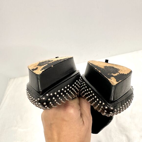 Saint Laurent YSL Studded Janis Black Leather Pumps Heels SZ 37.5 Italy - Picture 11 of 13